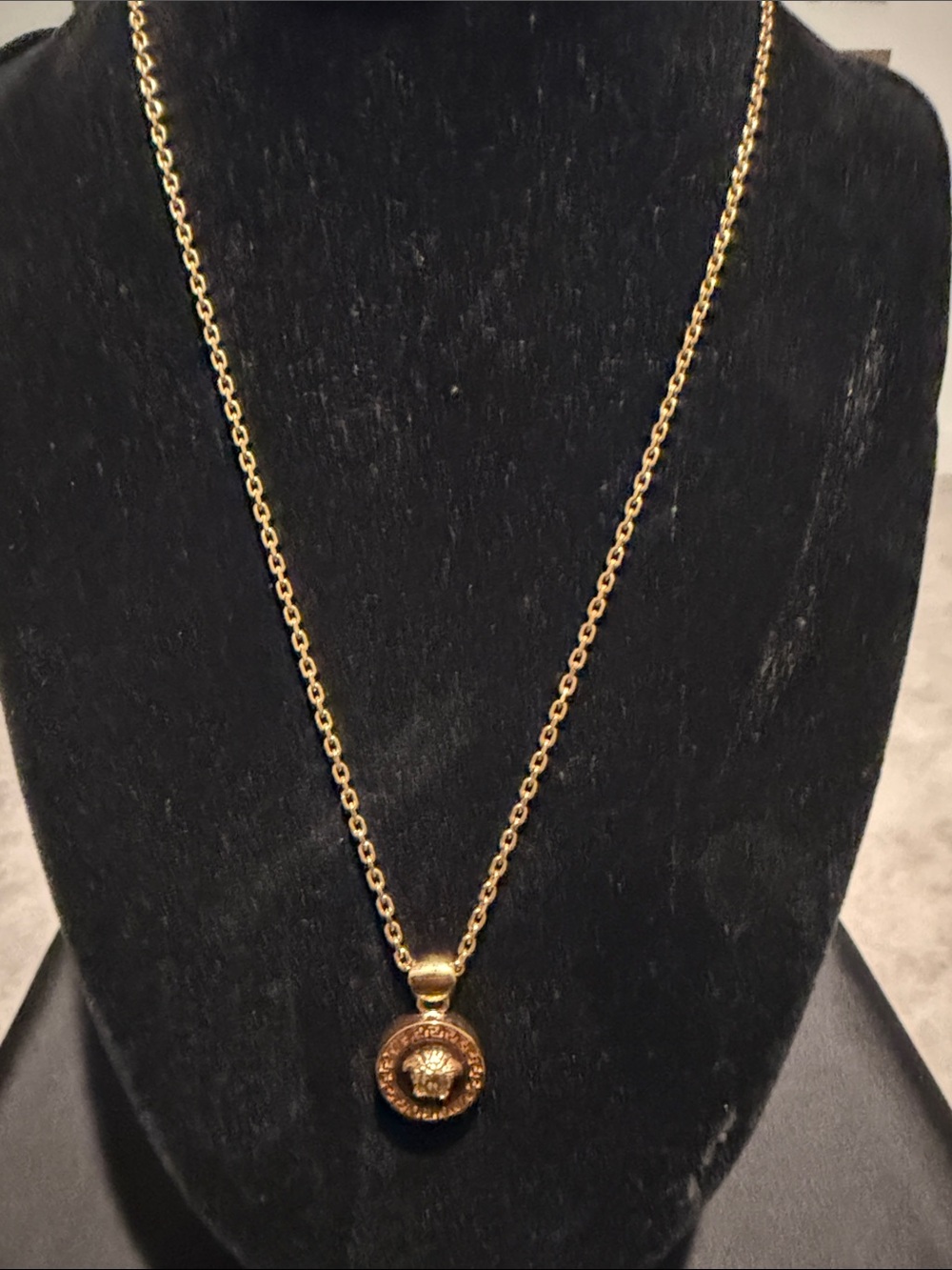 Versace Gold Medusa Circle Pendant Necklace